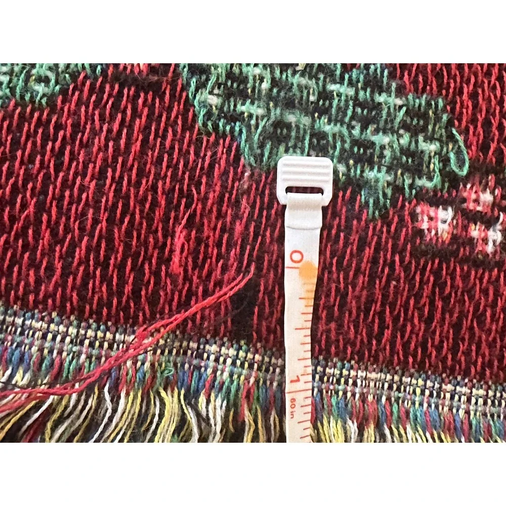 Vicky Howard Christmas Tapestry Throw Blanket Woven Fringed Santa Snowman 47x57
